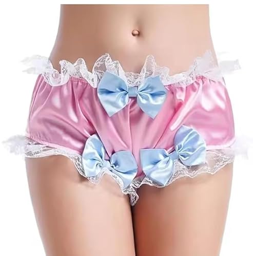 KYXSPINWARDPV Satin-Unterwäsche für Karneval, Party, Rosa, mit Spitze, blaue Schleifen, Cosplay-Kostüme, personalisierbar, Rosa, Blau, Größe XXL KYXSPINWARDPV Satin-Unterwäsche für Karneval, Party, Rosa, mit Spitze, blaue Schleifen, Cosplay-Kostüme, personalisierbar, Rosa, Blau, Größe XXL von KYXSPINWARDPV