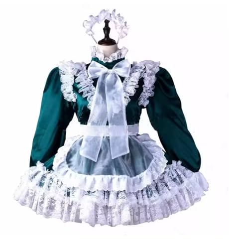 KYXSPINWARDPV Sissy Abschließbares Kleid, Dienstmädchen-Cosplay-Kostüm, maßgeschneidert, grün, Größe M von KYXSPINWARDPV