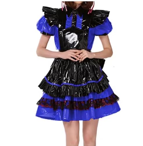 KYXSPINWARDPV Sissy Abschließbares plissiertes Dienstmädchenkleid mit Schürze, große Schleife, A-Linie, Wetlook, PVC, Dienstmädchenuniform, Halloween, Party, ausgefallenes Cosplay, Kostüm, Anpassung, KYXSPINWARDPV Sissy Abschließbares plissiertes Dienstmädchenkleid mit Schürze, große Schleife, A-Linie, Wetlook, PVC, Dienstmädchenuniform, Halloween, Party, ausgefallenes Cosplay, Kostüm, Anpassung, von KYXSPINWARDPV