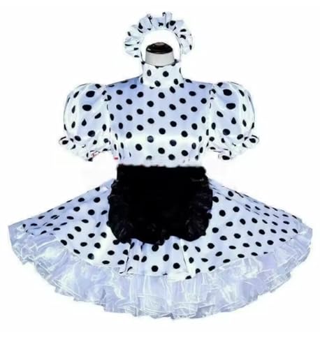 KYXSPINWARDPV Sissy Cosplay Dienstmädchen, Satin, abschließbares Kleid, Kostüm, Halloween, Weiß, Größe 4XL KYXSPINWARDPV Sissy Cosplay Dienstmädchen, Satin, abschließbares Kleid, Kostüm, Halloween, Weiß, Größe 4XL von KYXSPINWARDPV