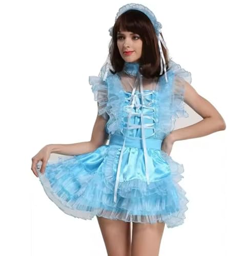 KYXSPINWARDPV Sissy Cosplay-Kostüm aus Satin, abschließbar, Halloween-Kostüm, Blau, Größe 7XL KYXSPINWARDPV Sissy Cosplay-Kostüm aus Satin, abschließbar, Halloween-Kostüm, Blau, Größe 7XL von KYXSPINWARDPV