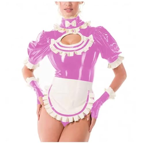 KYXSPINWARDPV Sissy Französische Dienstmädchen-Uniformen, Kommode, Cosplay-Outfits, Rüschenkragen, kurzärmelig, PVC-Body mit Schürze, Blau, Größe XXL KYXSPINWARDPV Sissy Französische Dienstmädchen-Uniformen, Kommode, Cosplay-Outfits, Rüschenkragen, kurzärmelig, PVC-Body mit Schürze, Blau, Größe XXL von KYXSPINWARDPV