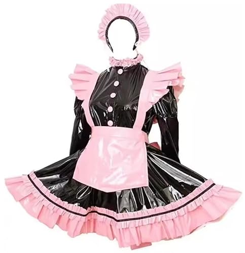 KYXSPINWARDPV Sissy PVC-Kostüm, abschließbar, für Cosplay, Halloween, Party, personalisierbar, Schwarz/Rosa, Größe 4XL KYXSPINWARDPV Sissy PVC-Kostüm, abschließbar, für Cosplay, Halloween, Party, personalisierbar, Schwarz/Rosa, Größe 4XL von KYXSPINWARDPV