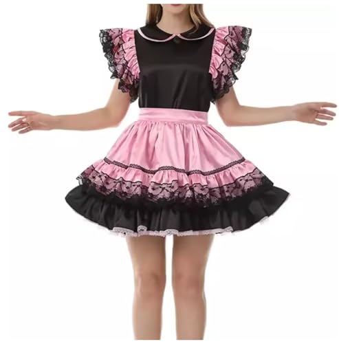 KYXSPINWARDPV Sissy Satinkleid, abschließbar, Dienstmädchen, Cosplay, Karneval, Weihnachten, Erwachsene, Schwarz, Rosa, Größe 4XL KYXSPINWARDPV Sissy Satinkleid, abschließbar, Dienstmädchen, Cosplay, Karneval, Weihnachten, Erwachsene, Schwarz, Rosa, Größe 4XL von KYXSPINWARDPV