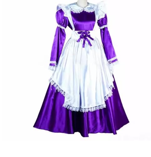 KYXSPINWARDPV Sissy Verschließbares Kleid, Dienstmädchen-Cosplay-Kostüme, personalisierbar, Lila, XXL von KYXSPINWARDPV