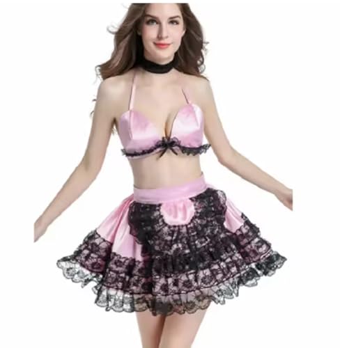 KYXSPINWARDPV Sissy Zweiteiliges Dienstmädchen-Kostüm, Satin, Cosplay-Kleid, personalisierbar, Halloween-Kostüm, Rosa, Größe M KYXSPINWARDPV Sissy Zweiteiliges Dienstmädchen-Kostüm, Satin, Cosplay-Kleid, personalisierbar, Halloween-Kostüm, Rosa, Größe M von KYXSPINWARDPV