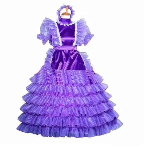KYXSPINWARDPV Sissy durchsichtiges Satinkleid, abschließbar, lila, Tüll, Dienstmädchen-Outfit, Cosplay-Outfit, für Erwachsene, maßgeschneidert, Lila, Größe S KYXSPINWARDPV Sissy durchsichtiges Satinkleid, abschließbar, lila, Tüll, Dienstmädchen-Outfit, Cosplay-Outfit, für Erwachsene, maßgeschneidert, Lila, Größe S von KYXSPINWARDPV