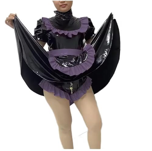 KYXSPINWARDPV Übergroßes abschließbares Sissy-Kleid, PVC, Lolita-Kostüm, Anime, Cosplay, Crossdressing, Uniform, Schürze, maßgeschneidert, Dunkelviolett, 5XL, dunkelviolett, 54 KYXSPINWARDPV Übergroßes abschließbares Sissy-Kleid, PVC, Lolita-Kostüm, Anime, Cosplay, Crossdressing, Uniform, Schürze, maßgeschneidert, Dunkelviolett, 5XL, dunkelviolett, 54 von KYXSPINWARDPV