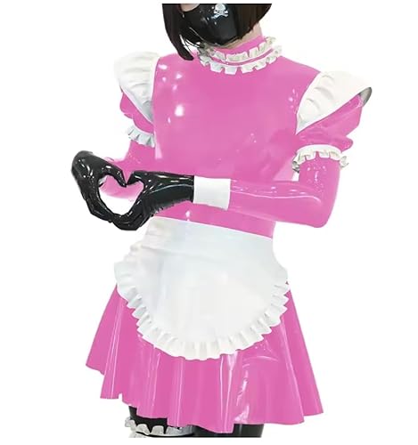 KYXSPINWARDPV Wetlook Crossdressing Dienstmädchenuniformen Sissy Halloween Kostüme Anime Cosplay Hausmädchenkleid Lolita Langarm PVC Personalisierung, Rosa, 3XL KYXSPINWARDPV Wetlook Crossdressing Dienstmädchenuniformen Sissy Halloween Kostüme Anime Cosplay Hausmädchenkleid Lolita Langarm PVC Personalisierung, Rosa, 3XL von KYXSPINWARDPV