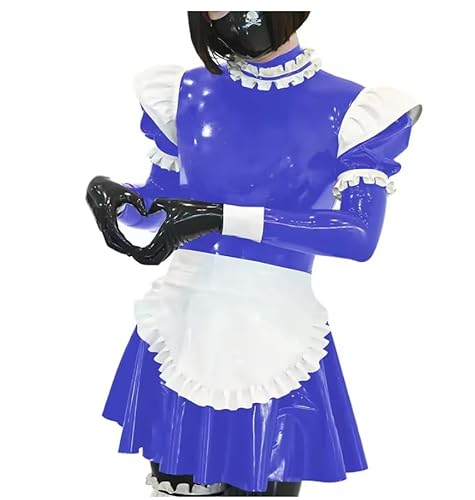 KYXSPINWARDPV Wetlook Crossdressing Maid Uniforms Sissy Halloween Anime-Kostüme Langarm PVC Kleid Mädchen Kostüme, Personalisierung, Blau, M KYXSPINWARDPV Wetlook Crossdressing Maid Uniforms Sissy Halloween Anime-Kostüme Langarm PVC Kleid Mädchen Kostüme, Personalisierung, Blau, M von KYXSPINWARDPV