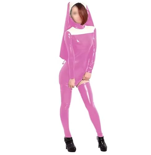 KYXSPINWARDPV Wetlook Minikleid-Set für Erwachsene, Halloween, Party, Cosplay, Kostüm, PVC-Leder, Uniformen, Sissy-Maskerade, personalisierbar, Rosa, Größe XL KYXSPINWARDPV Wetlook Minikleid-Set für Erwachsene, Halloween, Party, Cosplay, Kostüm, PVC-Leder, Uniformen, Sissy-Maskerade, personalisierbar, Rosa, Größe XL von KYXSPINWARDPV