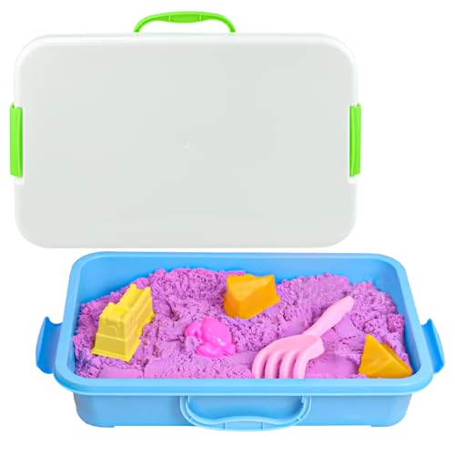 KYYGKY 2 Stück Sandkasten mit Deckel Kunststoff-Tablett Sandkasten Abdeckung Wasserdicht Sandkastenabdeckung Sandbox mit Deckel für Wasser Sand Perlen und Sandkasten Pool Garten(38 * 25 * 14cm) von KYYGKY