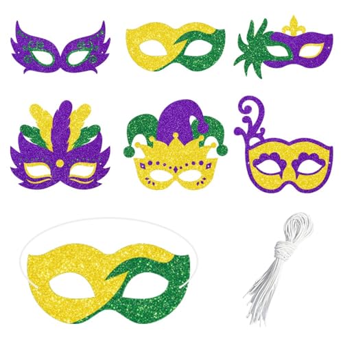 KaMnik Karneval Maske 6 Teilige Maskerade Maske mit Band Mardi Gras Gesichtsabdeckung Halloween Kostüm Maske für Halloween Karneval Cosplay Party (Mehrere Farben) von KaMnik