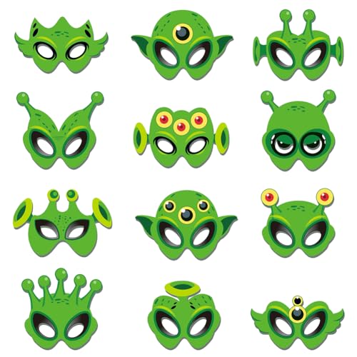 Kinder-Party-Masken,12Pcs Grüne Cartoon-Rollenspiel-Party-Masken, Geeignet Für Weihnachten, Halloween, Karneval Und Als Silvester-, Geburtstagsgeschenke von KaMnik
