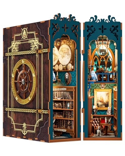 DIY Book Nook Kit,3D Holzpuzzle Miniatur Booknook Bücherregal Dekor mit LED-Beleuchtung,Bastelset Erwachsene,DIY Puppenhaus Holz Haus Kit(Alter der Erforschung) von KaayeeWood