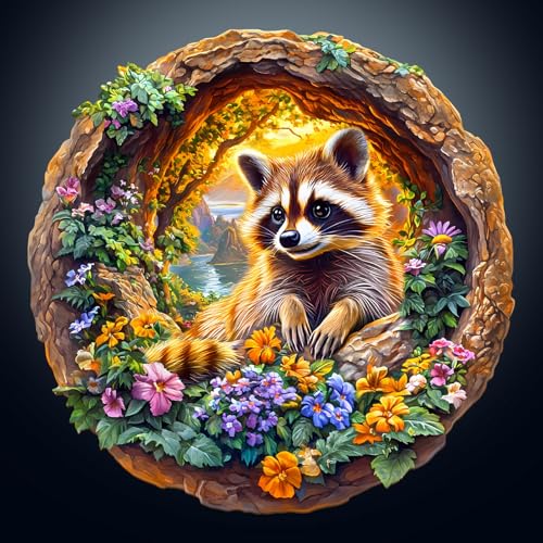 KaayeeWood Holzpuzzle Erwachsene,200 Teile 3D Vision Effekt Waschbär im Urlaub Holz Puzzle,Einzigartige Wooden Puzzle Mit Box Aus Holz Geburtstagsgeschenk für Erwachsene und Kinder KaayeeWood Holzpuzzle Erwachsene,200 Teile 3D Vision Effekt Waschbär im Urlaub Holz Puzzle,Einzigartige Wooden Puzzle Mit Box Aus Holz Geburtstagsgeschenk für Erwachsene und Kinder von KaayeeWood