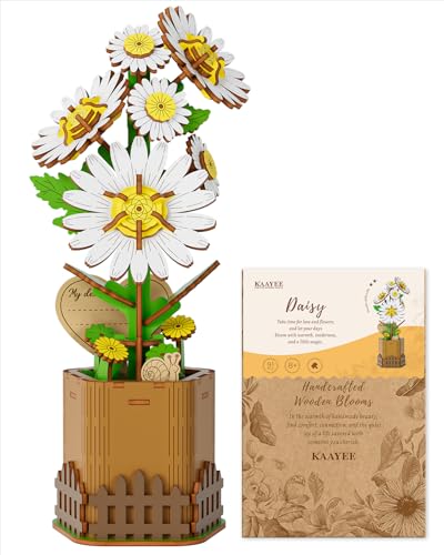 KaayeeWood 3D Puzzle Blumen, DIY Puzzle Bastelset Künstliche Blume Holz Handwerk Modell Kits für Erwachsene Jugendliche, Geschenk zum Geburtstag, Valentinstag oder Muttertag(Gänseblümchen) von KaayeeWood