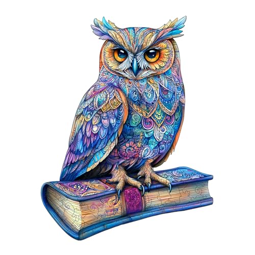 KaayeeWood Holzpuzzle Erwachsene,120 Teile Elegante Eule Holz Puzzle,Einzigartige Wooden Puzzle Mit Box Aus Holz Geburtstagsgeschenk für Erwachsene und Kinder von KaayeeWood