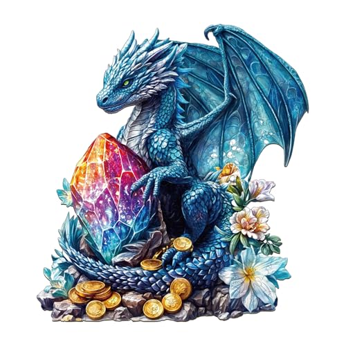 KaayeeWood Holzpuzzle Erwachsene,175 Teile Schatzdrache Holz Puzzle,Einzigartige Wooden Puzzle Mit Box Aus Holz Geburtstagsgeschenk für Erwachsene und Kinder von KaayeeWood