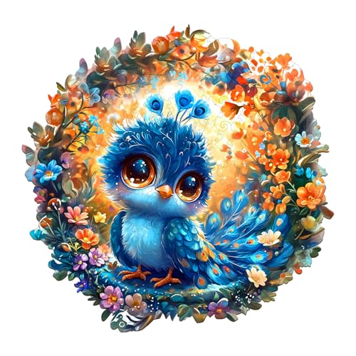 KaayeeWood Holzpuzzle Erwachsene,180 Teile Kleiner Pfau Holz Puzzle,Einzigartige Wooden Puzzle Mit Box Aus Holz Geburtstagsgeschenk für Erwachsene und Kinder von KaayeeWood