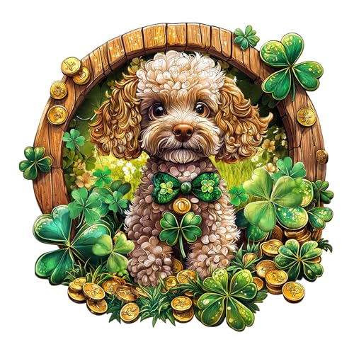 KaayeeWood Holzpuzzle Erwachsene,Ragdoll und Schmetterling,Unregelmäßige Einzigartige Puzzle,Holz Puzzle Mit Box Aus Holz Geburtstagsgeschenk für Kinder (Irischer Pudel, M) von KaayeeWood