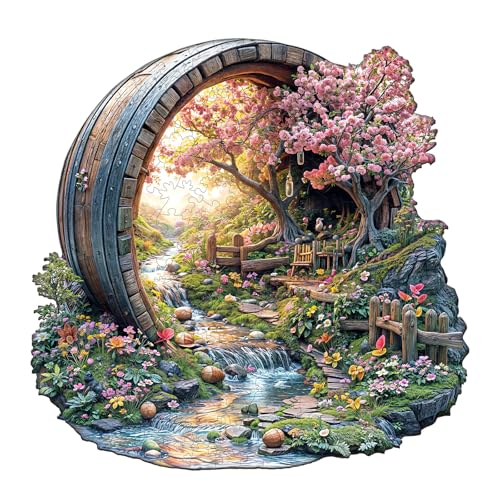 KaayeeWood Holzpuzzle Erwachsene,200 Teile Fass des Frühlings Holz Puzzle,Einzigartige Wooden Puzzle Mit Box Aus Holz Geburtstagsgeschenk für Erwachsene und Kinder von KaayeeWood