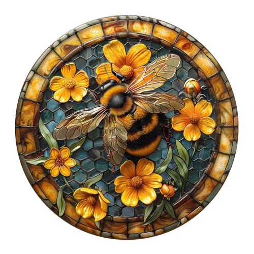 KaayeeWood Holzpuzzle Erwachsene,200 Teile Gemütliche Biene Holz Puzzle,Einzigartige Wooden Puzzle Mit Box Aus Holz Geburtstagsgeschenk für Erwachsene und Kinder von KaayeeWood