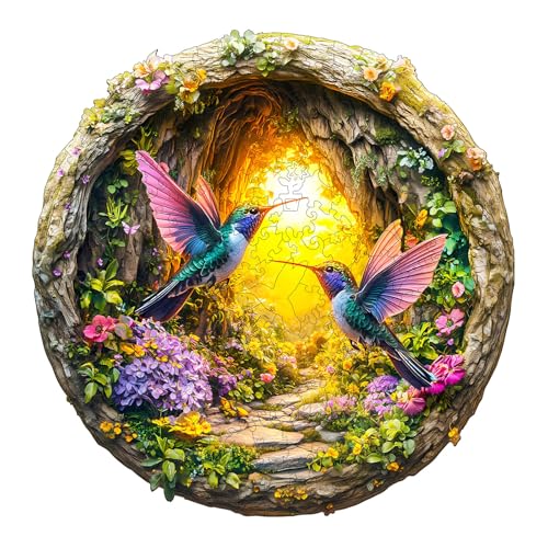 KaayeeWood Holzpuzzle Erwachsene,200 Teile Kolibri im Loch Holz Puzzle,Einzigartige Wooden Puzzle Mit Box Aus Holz Geburtstagsgeschenk für Erwachsene und Kinder von KaayeeWood