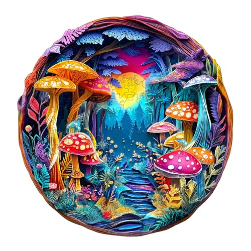KaayeeWood Holzpuzzle Erwachsene,200 Teile Pilz-Papierschnitzerei Holz Puzzle,Einzigartige Wooden Puzzle Mit Box Aus Holz Geburtstagsgeschenk für Erwachsene und Kinder von KaayeeWood