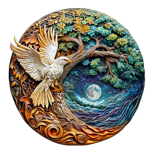KaayeeWood Holzpuzzle Erwachsene,200 Teile Weißer Adler Holz Puzzle,Einzigartige Wooden Puzzle Mit Box Aus Holz Geburtstagsgeschenk für Erwachsene und Kinder von KaayeeWood