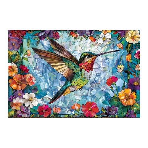 KaayeeWood Holzpuzzle Erwachsene,270 Teile Glasmalerei Kolibri Holz Puzzle,Einzigartige Wooden Puzzle Mit Box Aus Holz Geburtstagsgeschenk für Erwachsene und Kinder von KaayeeWood