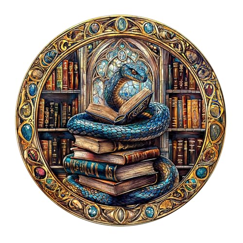 KaayeeWood Holzpuzzle Erwachsene,300 Teile Magische Bibliothek Schlange Holz Puzzle,Einzigartige Wooden Puzzle Mit Box Aus Holz Geburtstagsgeschenk für Erwachsene und Kinder von KaayeeWood