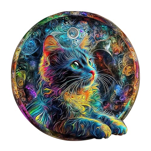 KaayeeWood Holzpuzzle Erwachsene,300 Teile Saure Katze Holz Puzzle,Einzigartige Wooden Puzzle Mit Box Aus Holz Geburtstagsgeschenk für Erwachsene und Kinder von KaayeeWood