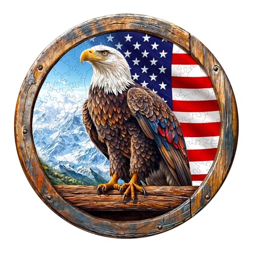 KaayeeWood Holzpuzzle Erwachsene,300 Teile Weißkopfseeadler Holz Puzzle,Einzigartige Wooden Puzzle Mit Box Aus Holz Geburtstagsgeschenk für Erwachsene und Kinder von KaayeeWood