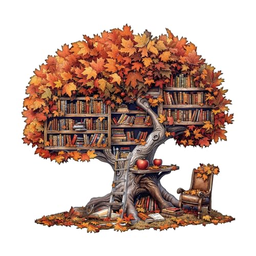 KaayeeWood Holzpuzzle Erwachsene,Baumbibliothek Holzpuzzle,Einzigartige Wooden Puzzle Mit Geschenkbox,Geschenke für Kinder und Erwachsene(165 Stück,29 * 28.4cm) von KaayeeWood