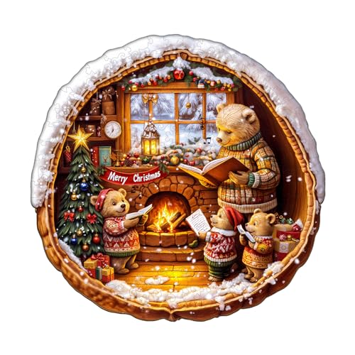 KaayeeWood Holzpuzzle Erwachsene,Braunbärenhaus Holzpuzzle,Einzigartige Wooden Puzzle Mit Geschenkbox,Geschenke für Kinder und Erwachsene(200 Stück,29 * 28.2cm) von KaayeeWood