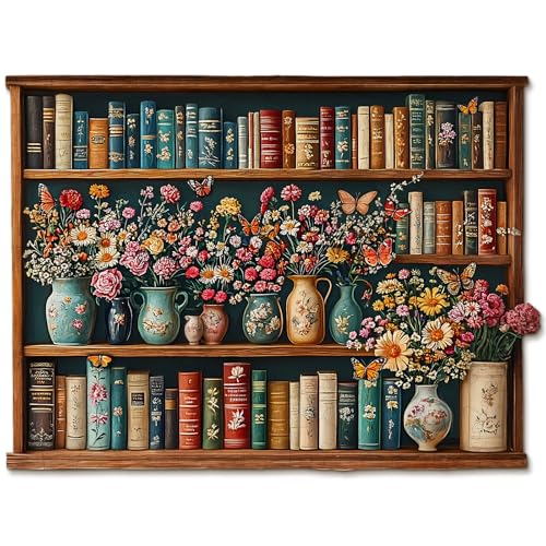 KaayeeWood Holzpuzzle Erwachsene,Bücherregal-Blume Holzpuzzle,Einzigartige Wooden Puzzle Mit Geschenkbox,Geschenke für Kinder und Erwachsene(238 Stück,34 * 25.1cm) von KaayeeWood