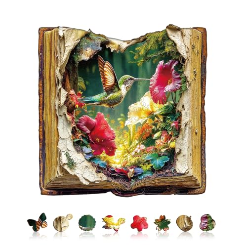 KaayeeWood Holzpuzzle Erwachsene,Flüsternde Flügel,Einzigartige Wooden Puzzle Mit Geschenkbox,Geschenke für Kinder und Erwachsene(100 Stück,19.5 * 19.1cm) von KaayeeWood