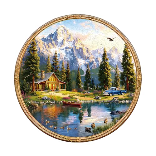 KaayeeWood Holzpuzzle Erwachsene,Freizeit am See Holzpuzzle,Einzigartige Wooden Puzzle Mit Geschenkbox,Geschenke für Kinder und Erwachsene(265 Stück,34 * 34cm) von KaayeeWood