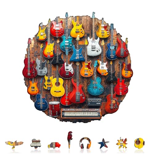 KaayeeWood Holzpuzzle Erwachsene,Gitarre Wand,Einzigartige Wooden Puzzle Mit Geschenkbox,Geschenke für Kinder und Erwachsene(265 Stück,34 * 34cm) von KaayeeWood