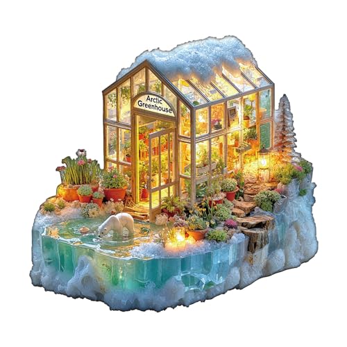 KaayeeWood Holzpuzzle Erwachsene,Gletscher Gewächshaus Holzpuzzle,Einzigartige Wooden Puzzle Mit Geschenkbox,Geschenke für Kinder und Erwachsene(250 Stück,34 * 32.5cm) von KaayeeWood