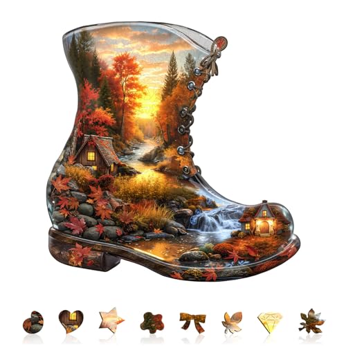 KaayeeWood Holzpuzzle Erwachsene,Herbst Haven,Einzigartige Wooden Puzzle Mit Geschenkbox,Geschenke für Kinder und Erwachsene160 Stück,29 * 28.4cm von KaayeeWood