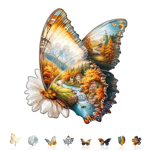 KaayeeWood Holzpuzzle Erwachsene,Herbstflügel,Einzigartige Wooden Puzzle Mit Geschenkbox,Geschenke für Kinder und Erwachsene(220 Stück,34 * 30.3cm) von KaayeeWood