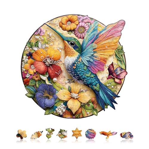 KaayeeWood Holzpuzzle Erwachsene,Kolibri Stickerei,Einzigartige Wooden Puzzle Mit Geschenkbox,Geschenke für Kinder und Erwachsene(275 Stück,34 * 33.3cm) von KaayeeWood