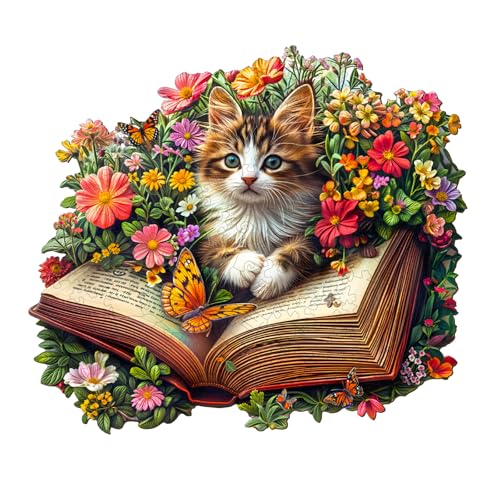 KaayeeWood Holzpuzzle Erwachsene,MIAU-Geschichten Holzpuzzle,Einzigartige Wooden Puzzle Mit Geschenkbox,Geschenke für Kinder und Erwachsene(165 Stück,29 * 25.7cm) von KaayeeWood