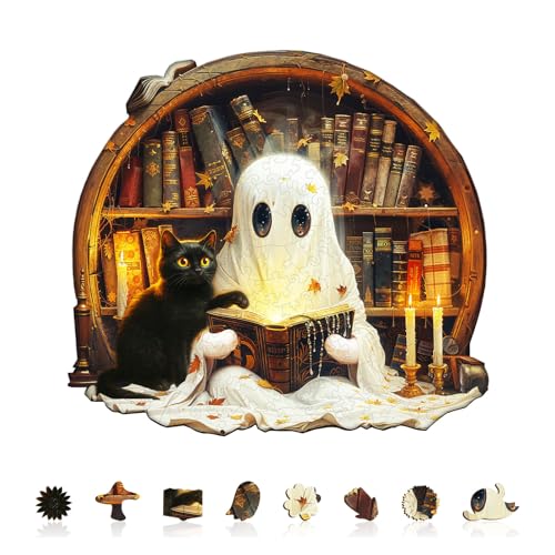KaayeeWood Holzpuzzle Erwachsene,Schwarze Katzengeschichten Holzpuzzle,Einzigartige Wooden Puzzle Mit Geschenkbox,Geschenke für Kinder und Erwachsene(200 Stück,29 * 26.5cm) von KaayeeWood