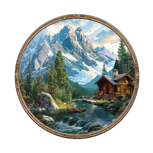 KaayeeWood Holzpuzzle Erwachsene,Seenhaus Holzpuzzle,Einzigartige Wooden Puzzle Mit Geschenkbox,Geschenke für Kinder und Erwachsene(270 Stück,34 * 34cm) von KaayeeWood