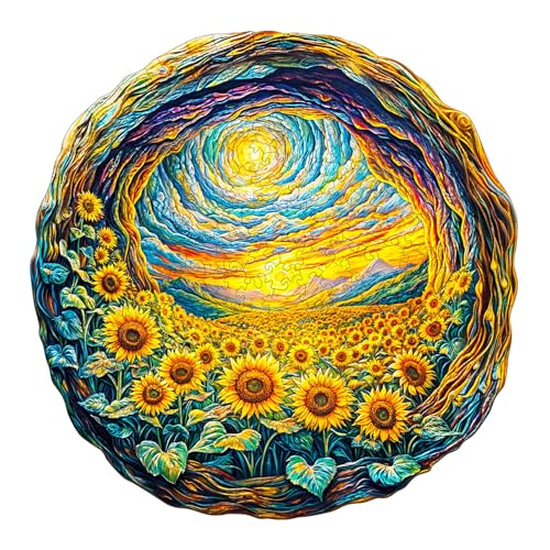 KaayeeWood Holzpuzzle Erwachsene,Sonnenbeschienene Felder Holzpuzzle,Einzigartige Wooden Puzzle Mit Geschenkbox,Geschenke für Kinder und Erwachsene(34 * 34cm-300 Stück) von KaayeeWood