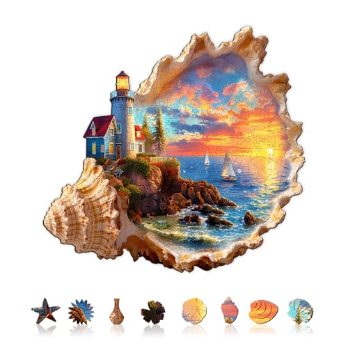 KaayeeWood Holzpuzzle Erwachsene,Sonnenuntergang am Meer,Einzigartige Wooden Puzzle Mit Geschenkbox,Geschenke für Kinder und Erwachsene(210 Stück,34 * 32cm) von KaayeeWood