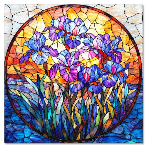 KaayeeWood Holzpuzzle Erwachsene,Violette Glasiris Holzpuzzle,Einzigartige Wooden Puzzle Mit Geschenkbox,Geschenke für Kinder und Erwachsene(310 Stück,31.5 * 31.5 cm) von KaayeeWood